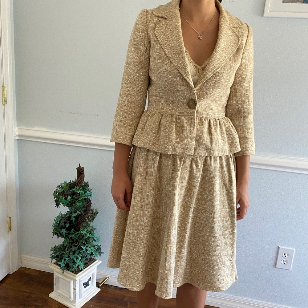 Tweedy Tan Barney's Skirt Suit